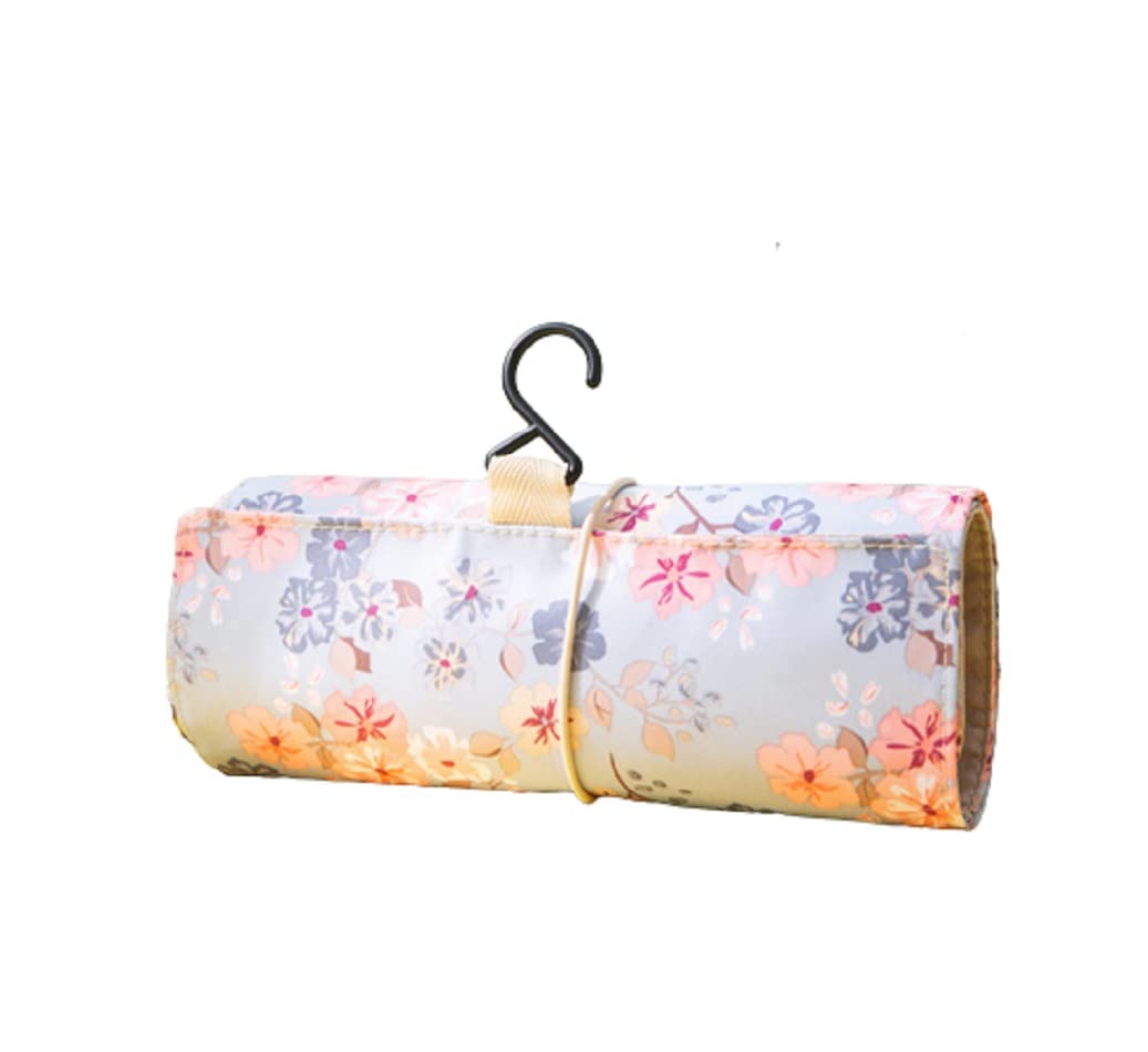 TINSICO Hanging Roll-Up Makeup Bag | Waterproof Travel Toiletry Organizer for Women | 4 Removable Cosmetic Storage Pouches | Perfect for Makeup, Skincare, First Aid & Bathroom Essentials | Floral Design | Ideal for Travel, Camping & Gym Use