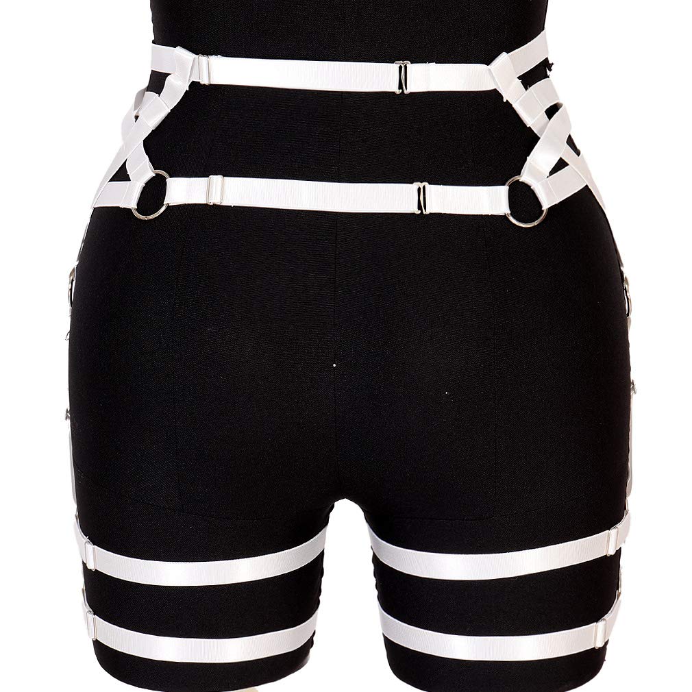Sexy Women's Pentagram Harness Garter Belt - Punk Gothic Lingerie with Adjustable Thigh Straps & Waist Chains for Stockings - Perfect for Halloween, Cosplay, BDSM and Alternative Fashion Outfits