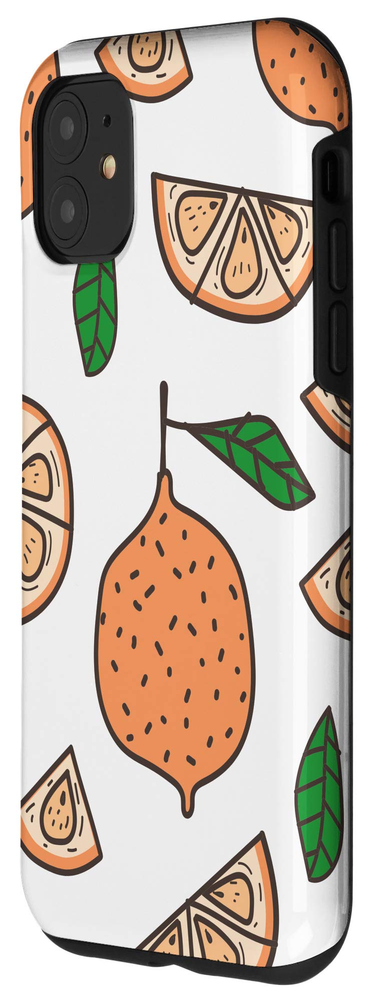 iPhone 11 Citrus Orange Fruit Pattern Case - White Tropical Trendy 2021 Design for Daily Use, Travel, and Summer Vibes