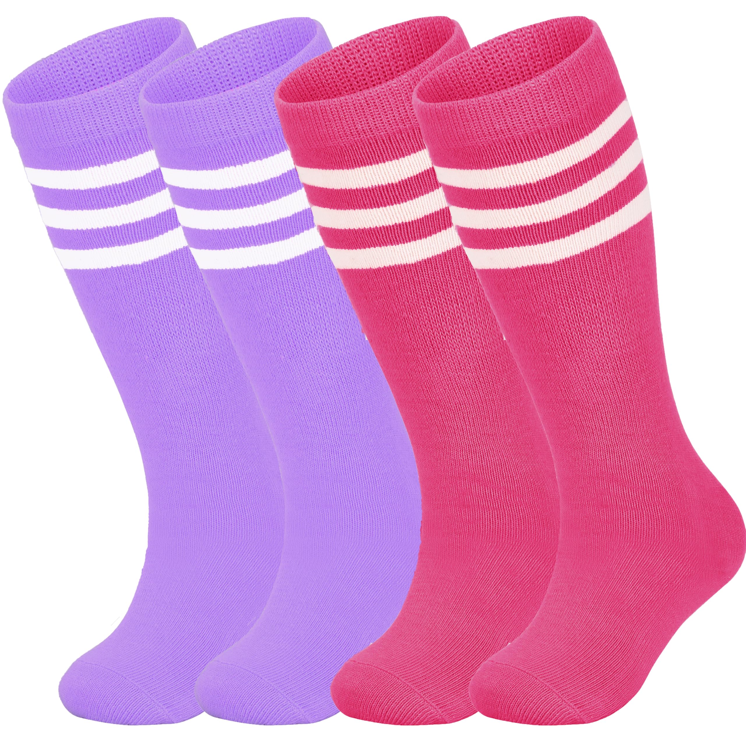 **YMYDYFC Toddler Soccer Socks for Boys & Girls - 4 Pack Knee High Athletic Socks for Youth Baseball, Softball & Soccer - Perfect for Sports, Training & Daily Wear**