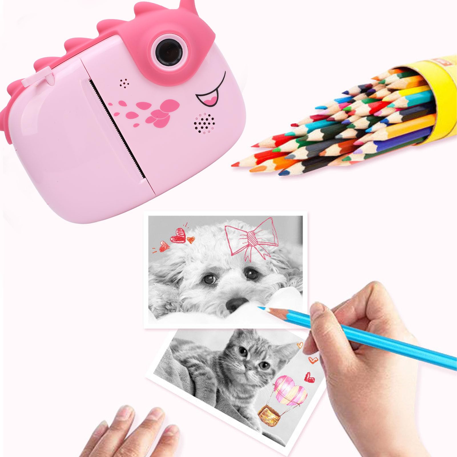 Instant Print Digital Camera with Front & Rear Dual Lens - 1080P 48MP Selfie Camera with 3