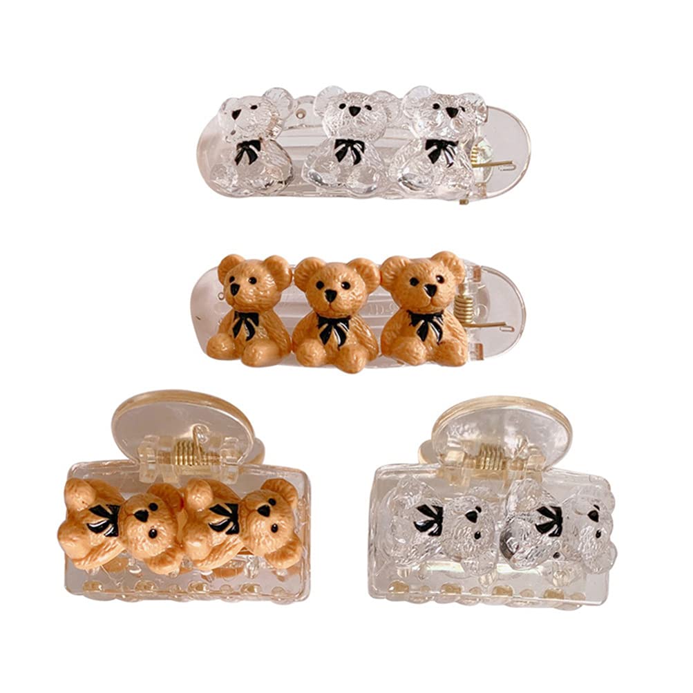 4Pcs Cute Non-Slip Hair Claw Clips for Women & Girls - Strong Hold Ponytail Barrette Hair Clamps - Perfect for School, Work, Gym and Daily Hair Styling