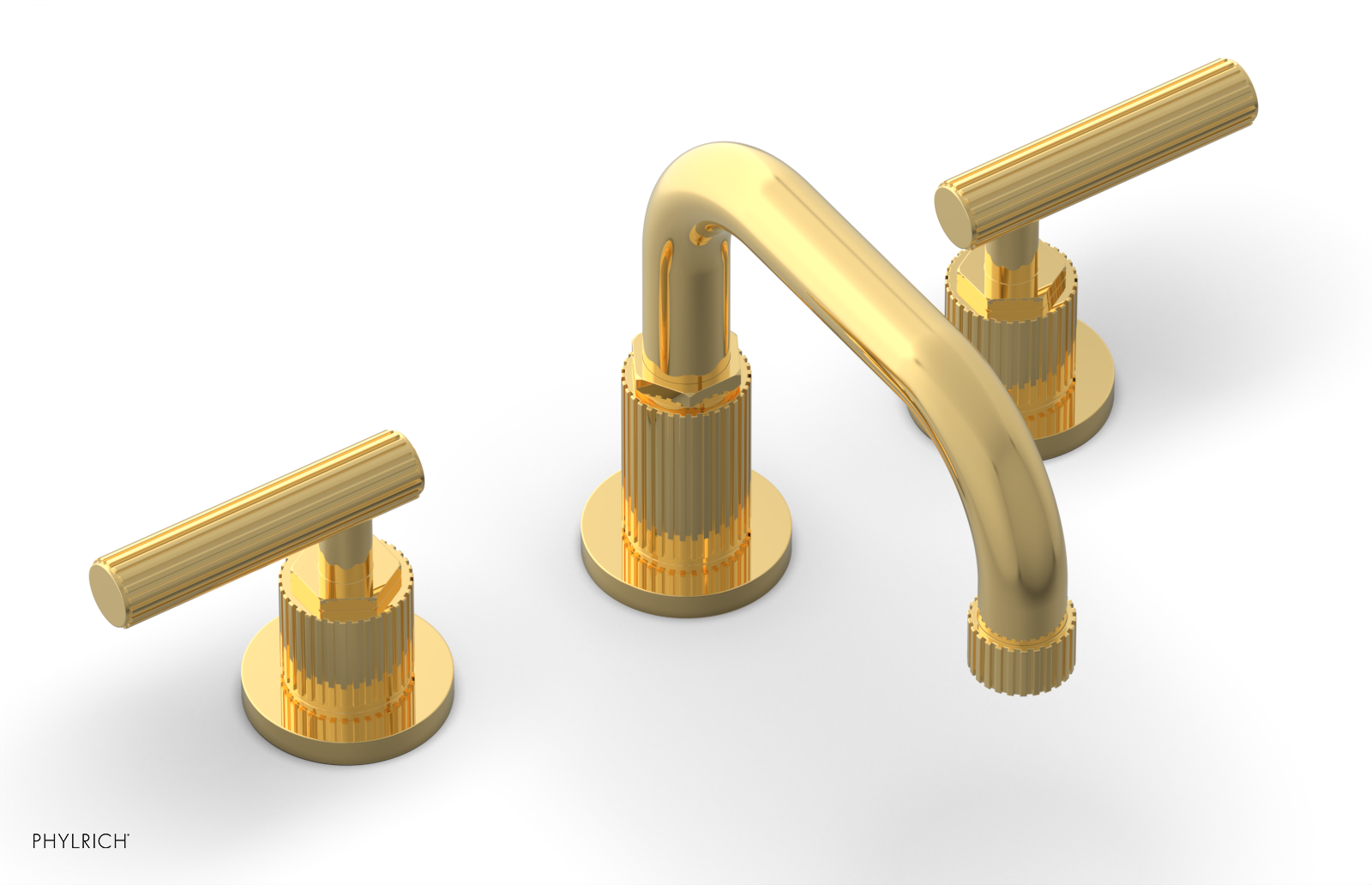 DUSTRIE Widespread Bathroom Faucet with Lever Handle - Grooved Design (Model 370-04) for Modern Vanity Sinks & Powder Rooms