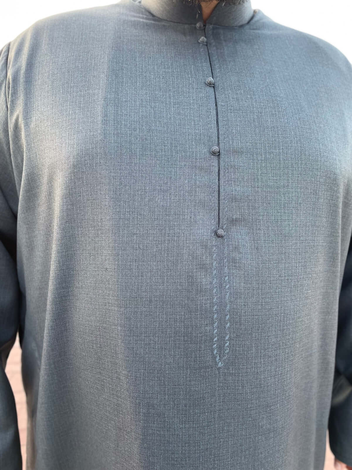 Premium Men's Teal Cashmere Wool Bahraini Thobe - Soft & Luxurious Traditional Arabic Robe for Comfort & Style - Perfect for Weddings, Eid, and Special Occasions