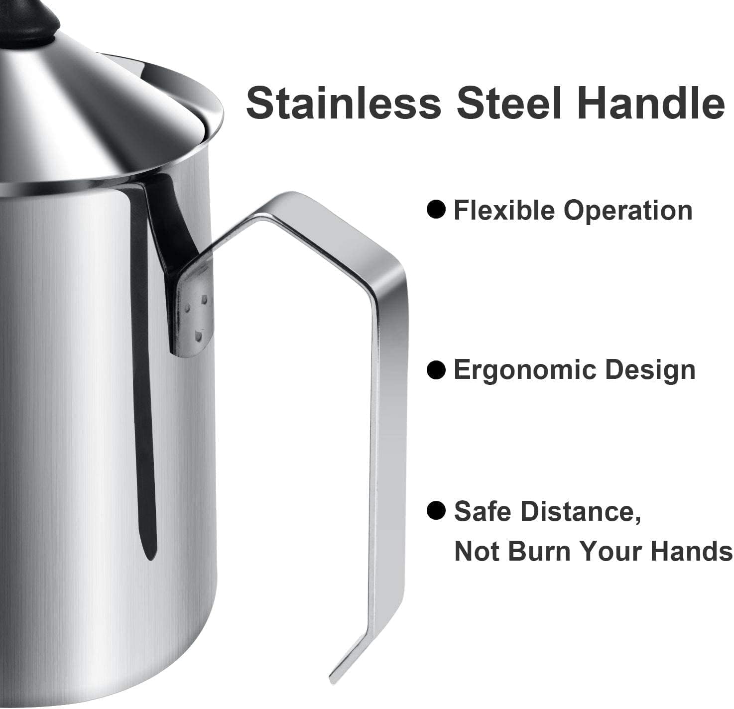 Stainless Steel Milk Frother Pot with Lid - Coffee Foam Maker for Home & Cafe Use