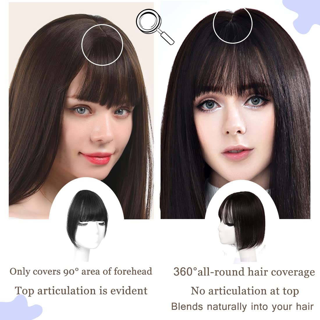 Premium Remy Human Hair Toppers for Women - 12 Inch No Bangs Lace Base Hair Extensions for Thinning Hair | Natural Looking Wiglets for Daily Wear & Special Occasions
