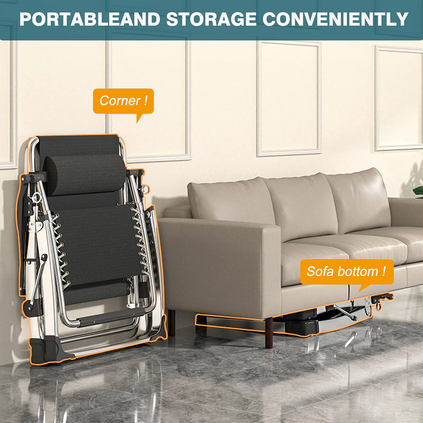 DoCred Comfortable Folding Recliner Chair with Removable Cushion - Indoor Outdoor Lounge Chair for Bedroom, Living Room & Patio - Perfect for Relaxing, Sunbathing, and Hosting Guests