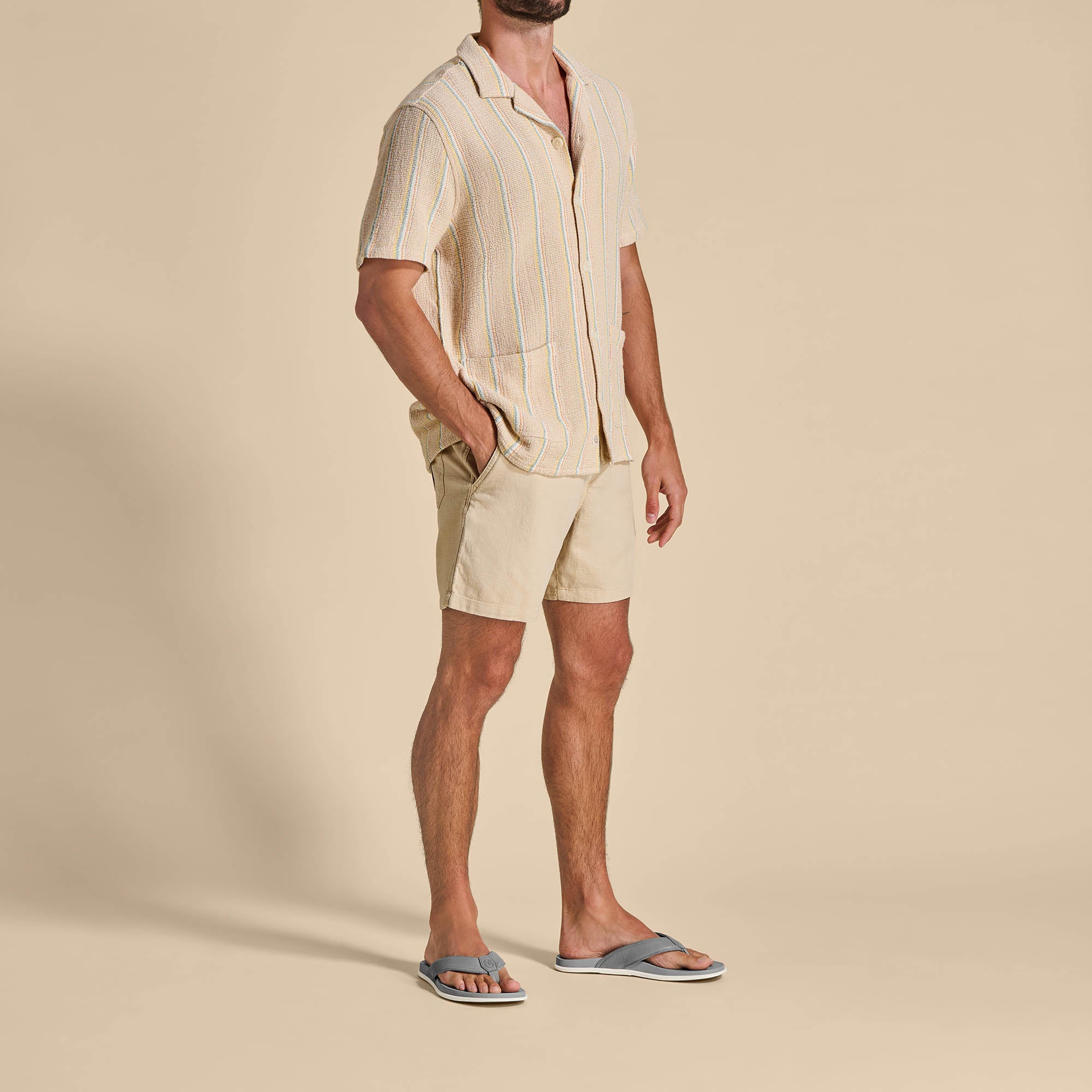 Olali Men's Leather Sandals - Comfortable Ash Brown Outdoor Summer Slides for Beach, Pool & Casual Wear