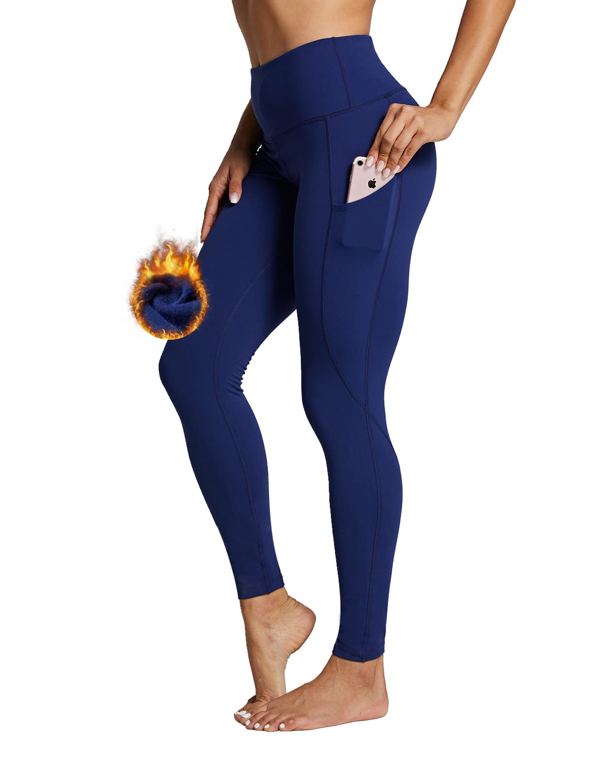 ZUTY Women's Fleece Lined Thermal Leggings - High Waisted Winter Yoga Pants with Pockets, Plus Size Workout Tights for Cold Weather Running & Outdoor Activities