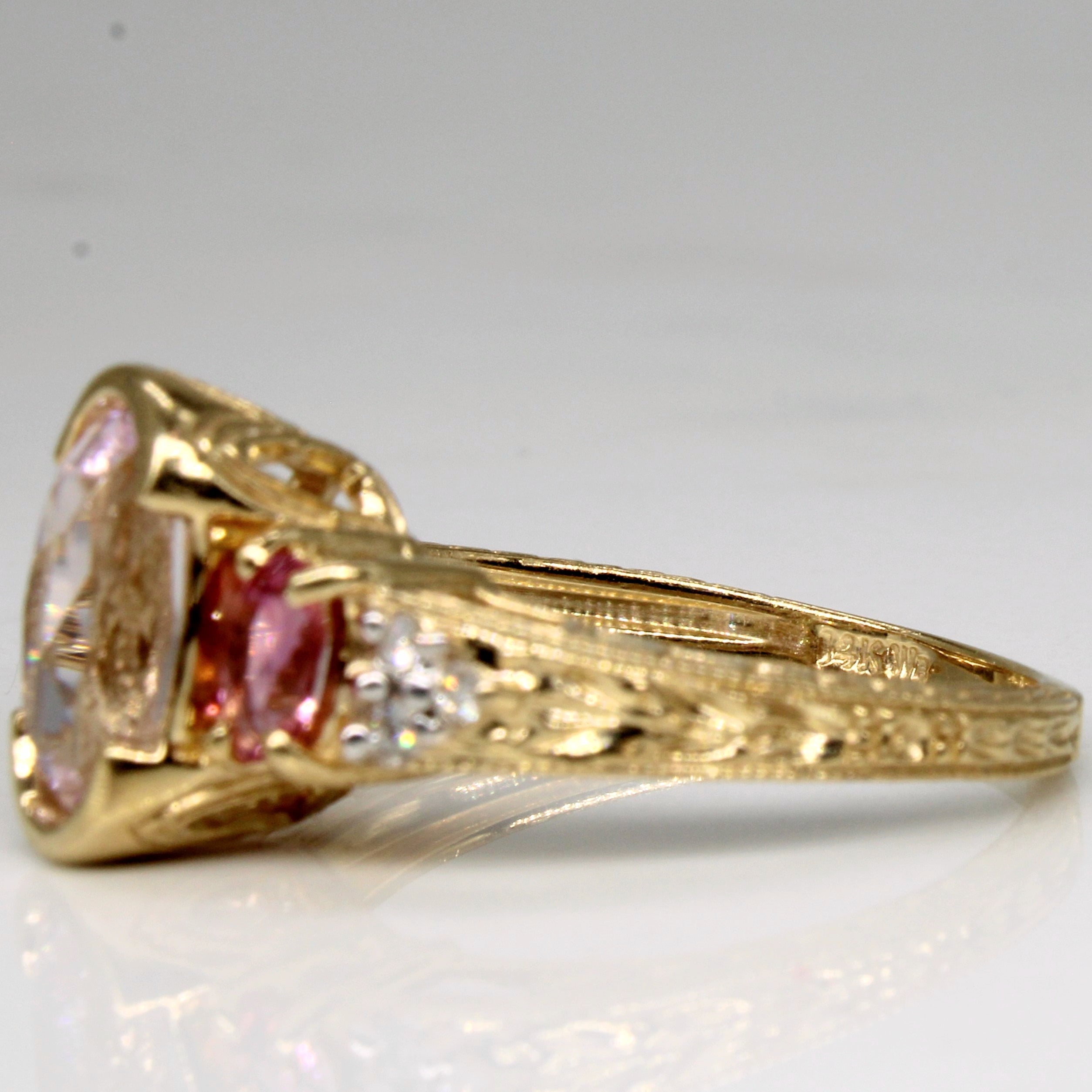 1.89ctw Kunzite & Tourmaline Three Stone Ring - Size 7 | Elegant Gemstone Jewelry for Women | Perfect for Engagement, Anniversary & Special Occasions