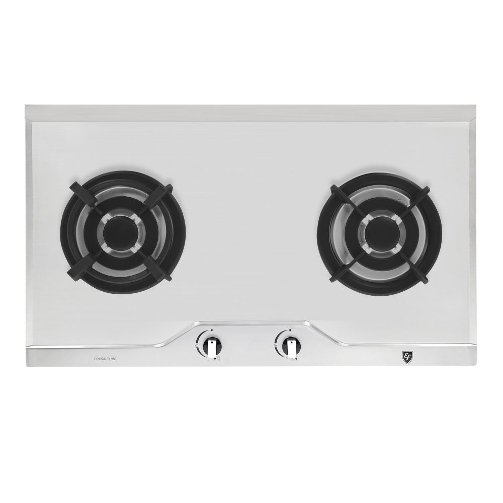 EF 90 CM Chimney Cooker Hood CK Vetro Plus & EF EFH 2760 TN VSB 78cm Built-in Stainless Steel Gas Hob - Modern Kitchen Ventilation for Home Cooking & Professional Chefs