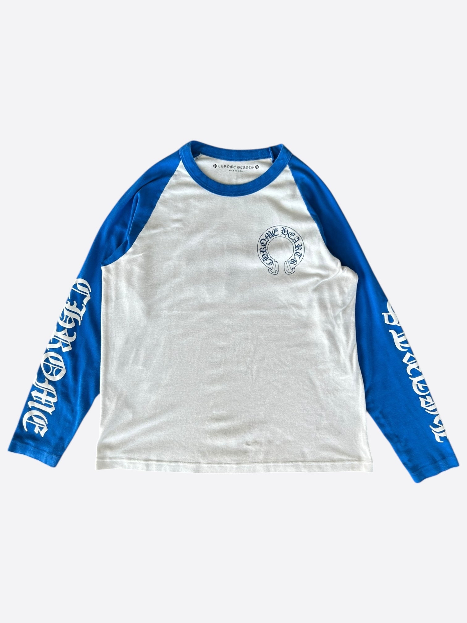 Chrome Hearts Blue & White CH Logo Long Sleeve T-Shirt for Men - Stylish Casual Streetwear for Everyday Wear & Outfits