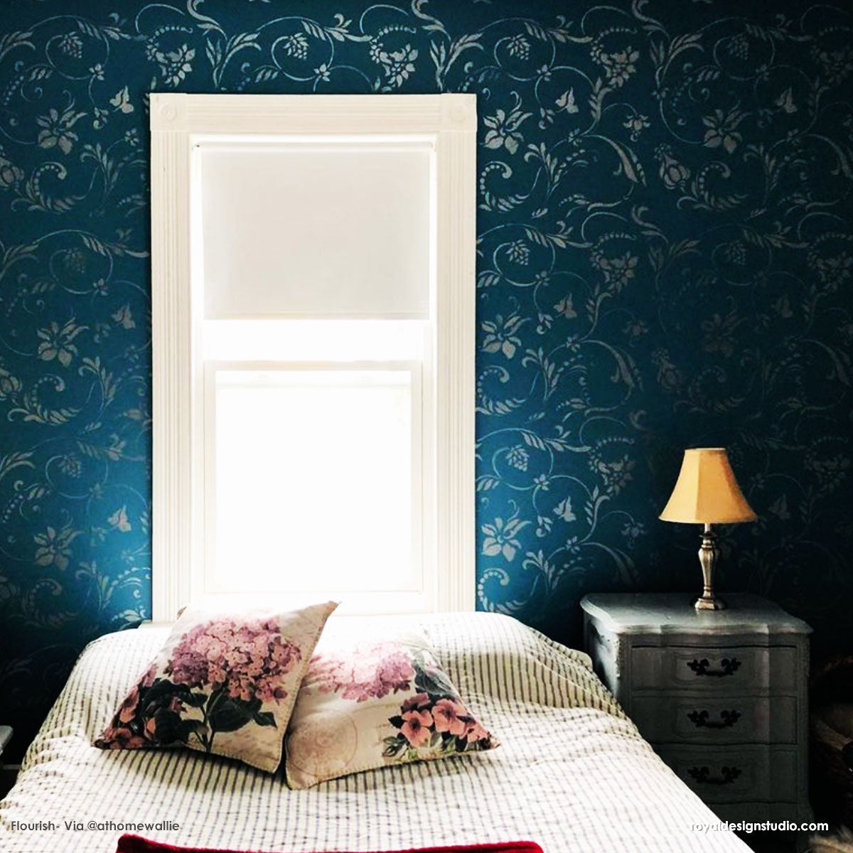 Flourish Allover Wall Stencil - DIY Home Decor Painting Template for Creative Wall Art & Accent Designs - Perfect for Bedrooms, Living Rooms, and Nursery Decor