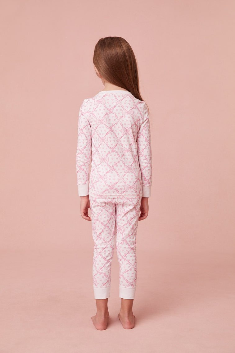 Roller Rabbit x LoveShackFancy Baby Bow Hearts Kids Pajama Set - Cute Heart Print Cotton Sleepwear for Girls & Boys - Perfect for Bedtime, Lounging & Family Photos