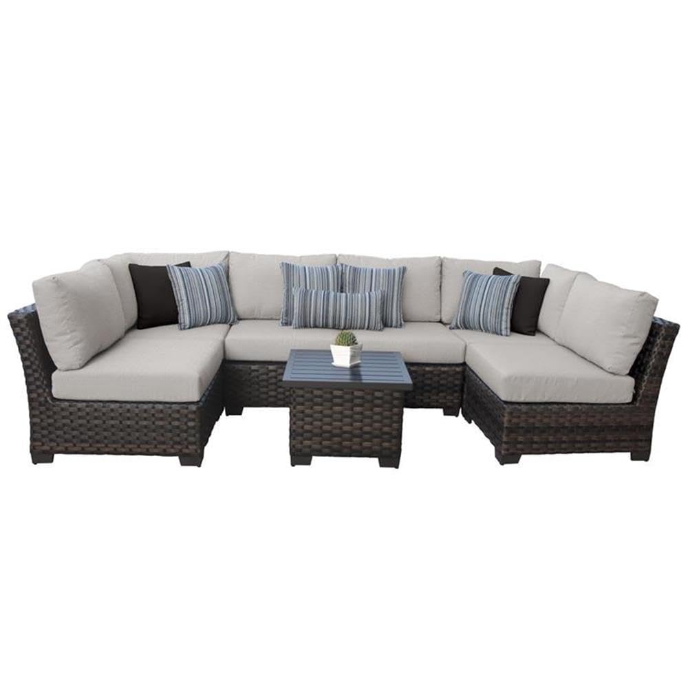 TK Classics Kathy Ireland River Brook 7-Piece Outdoor Wicker Patio Furniture Set - Perfect for Backyard, Garden, Poolside & Patio Relaxation
