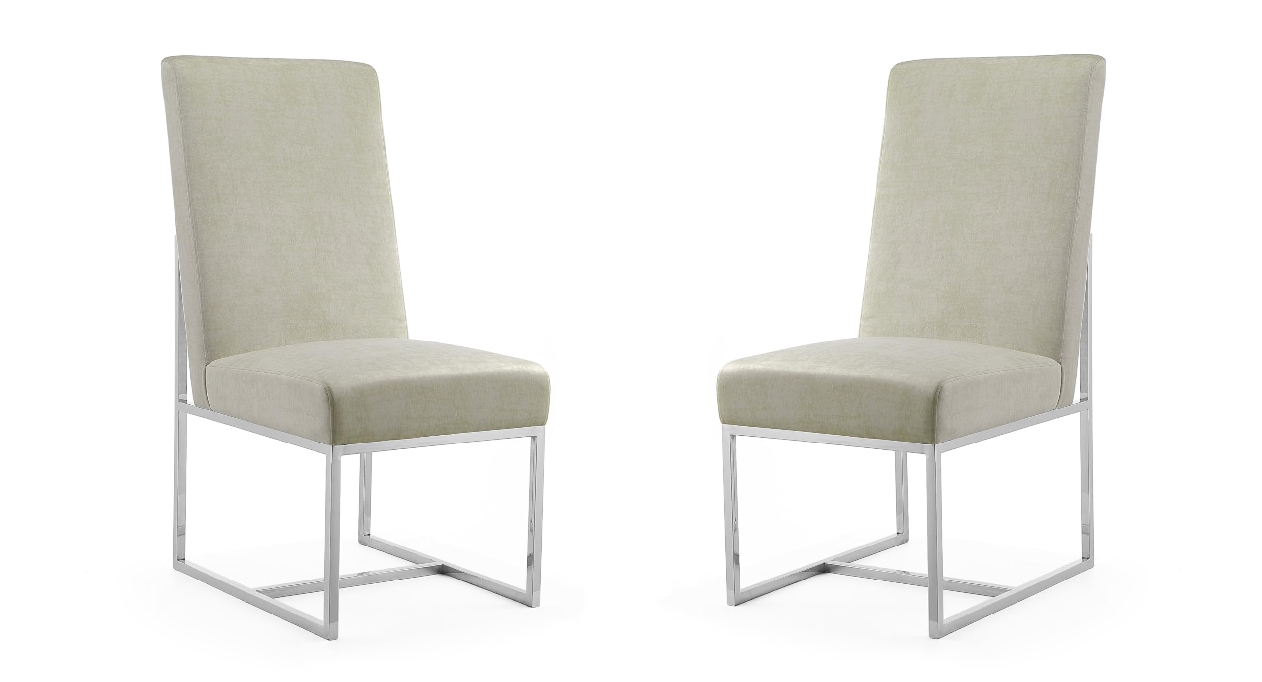 Modern Velvet Dining Chairs with High-Density Foam & Chrome Stainless Steel Frame - High-Back Fully Assembled Industrial Chic Accent Furniture (Set of 1, Champagne) - Perfect for Dining Rooms, Kitchens, and Contemporary Home Decor