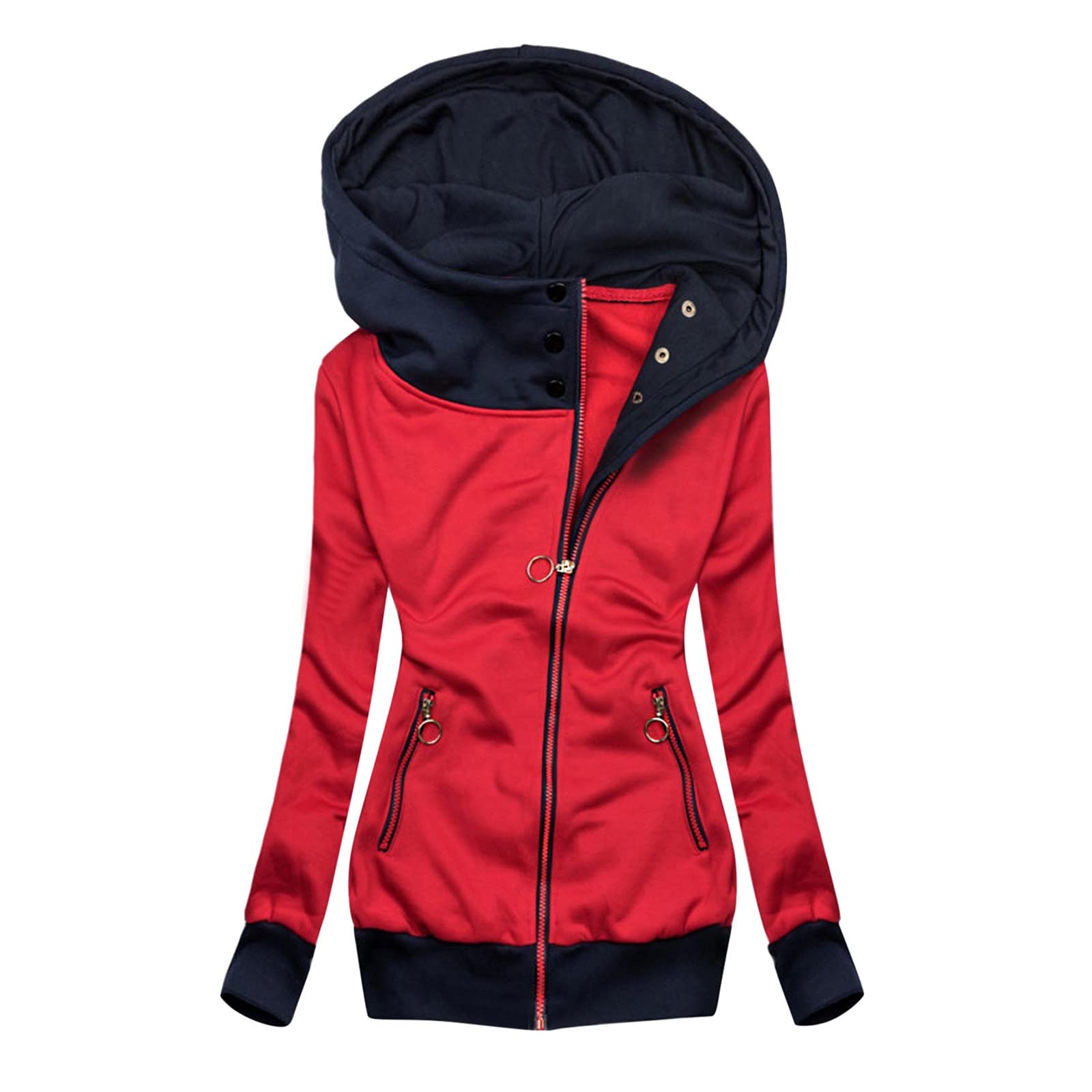 Women's Solid Color Zip Up Hoodie - Long Sleeve Loose Fit Sweatshirt Jacket for Casual Wear, Workout & Outdoor Activities