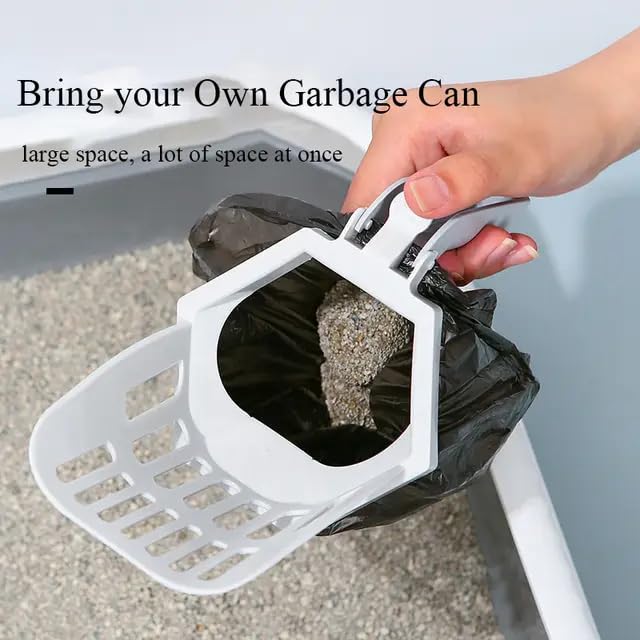 Premium Cat Litter Scoop with Attachable Waste Bags & Storage - Heavy Duty Stainless Steel Pooper Scooper for Cats - 150 Bags Included - Perfect for Multi-Cat Homes & Large Litter Boxes
