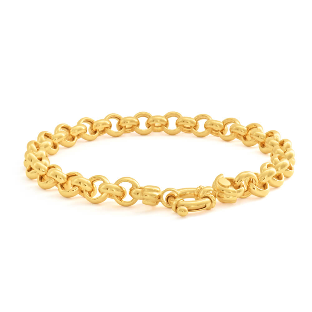 9ct Elegant Yellow Gold Silver Filled Belcher Bracelet for Women - Classic Jewelry Gift for Birthday, Anniversary & Special Occasions