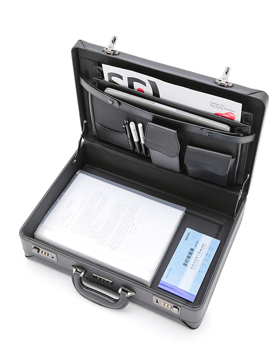 Tosca TCA2605 Professional Leather Attache Briefcase for Business - Black | Stylish & Durable Office Work Bag for Men & Women | Perfect for Business Meetings, Travel & Daily Commute