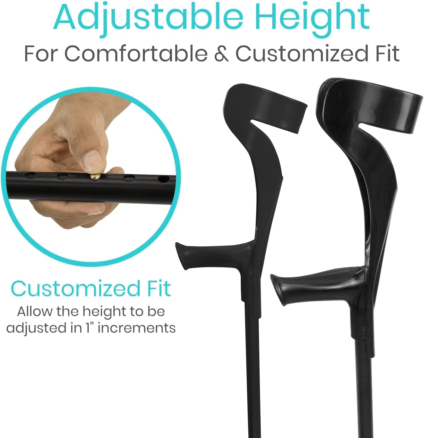 Lightweight Euro Style Forearm Crutches for Walking - Adjustable & Comfortable Mobility Aid for Adults & Seniors - Perfect for Injury Recovery, Arthritis, and Daily Support
