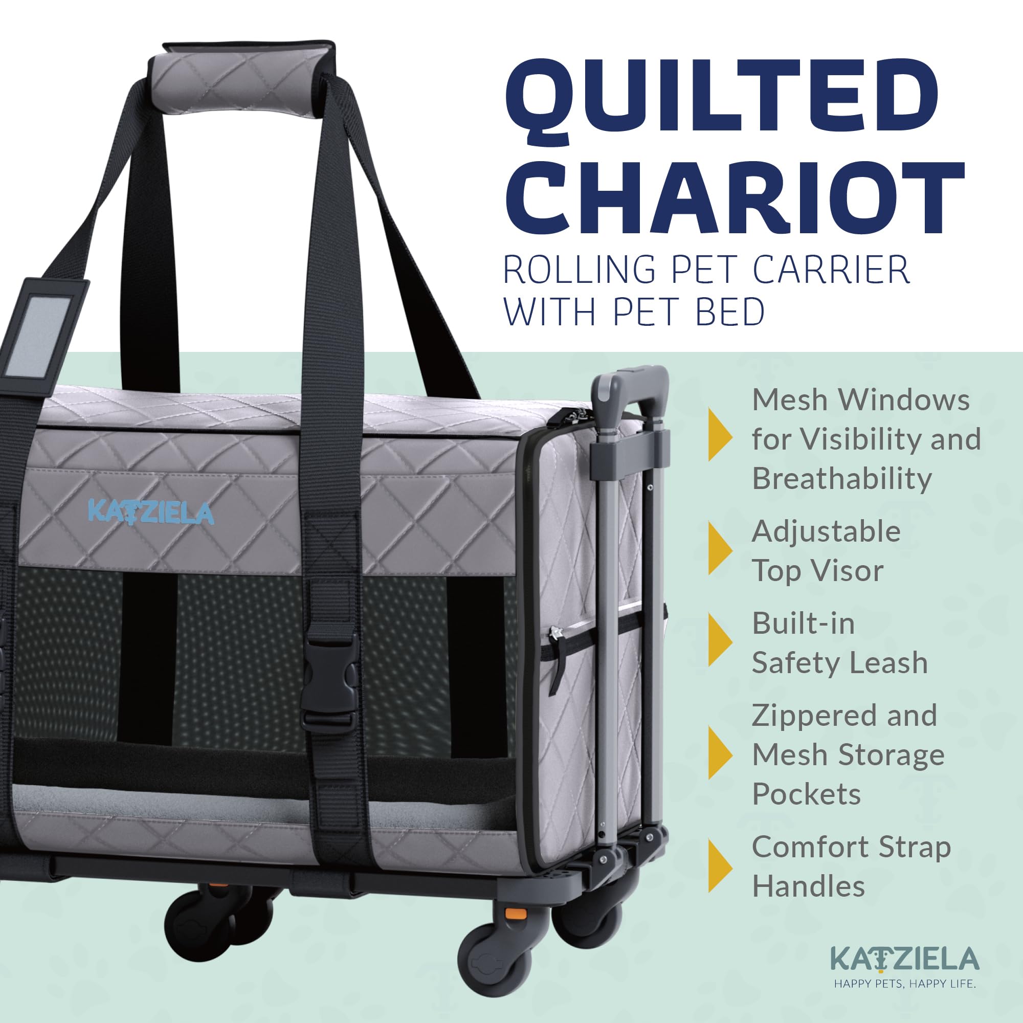 TSA Approved Airline Pet Carrier with Wheels for Small to Medium Dogs & Cats - Lightweight Rolling Dog Carrier for Air Travel - Dark Grey Pet Travel Bag for Cabin & Car Use