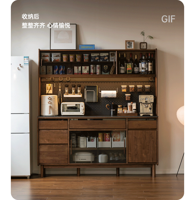 Premium Black Walnut Solid Wood Sideboard - Modern Luxury Buffet Cabinet for Dining Room, Living Room & Entryway Storage