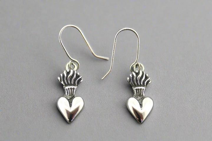 Flaming Heart Earrings - Sterling Silver Dangle Earrings for Women, Perfect for Valentine's Day, Date Night & Special Occasions