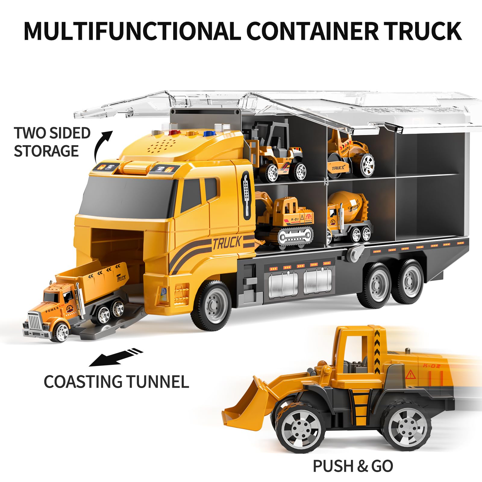 TEMI Die-Cast Construction Toy Car Carrier Set with Play Mat - Alloy Metal Truck Toys for Toddlers & Kids Ages 3-9 (Boys & Girls) | Perfect for Pretend Play, Birthday Gifts & Early Learning Activities