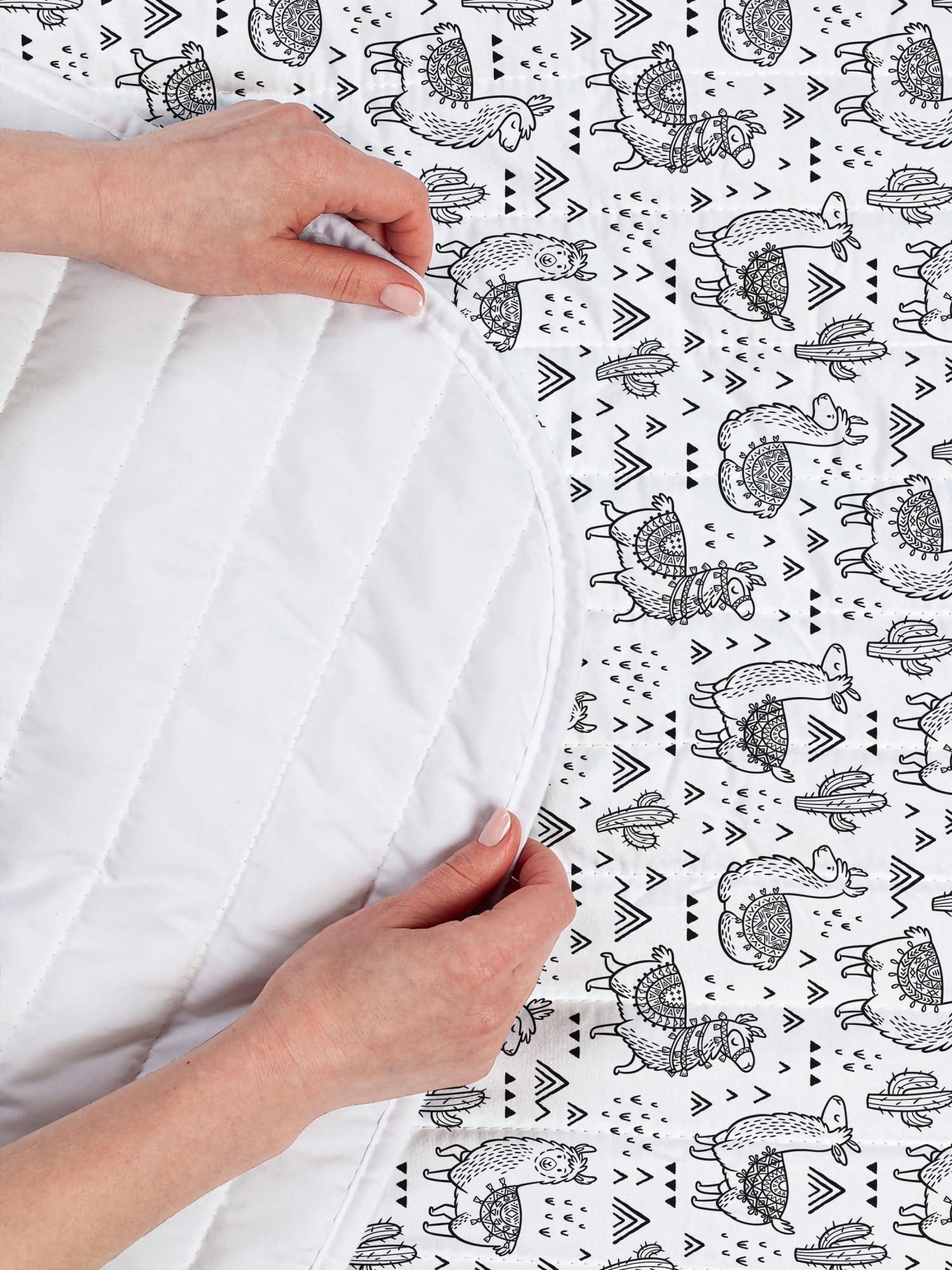 Ambesonne Llama Microfiber Bedspread Set - Abstract Triangle Doodle Alpaca Monochrome Cartoon Pattern | Soft King Size Bedding with Pillow Shams & Comforter in White Charcoal Grey | Perfect for Kids' Rooms, Dorm Decor & Cozy Bedroom Makeovers