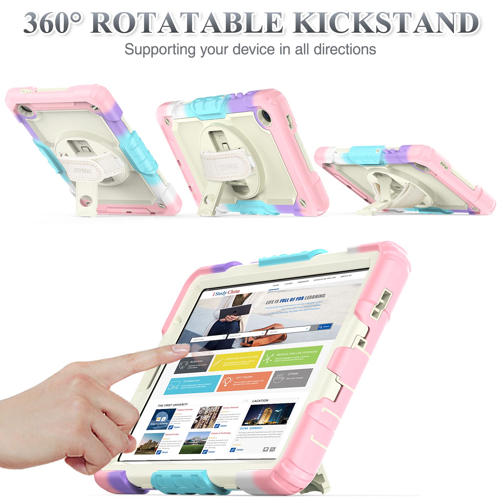 SEYMAC 360° Rotating Stand Case with Screen Protector & Pencil Holder for Samsung Galaxy Tab A7 Lite 8.7