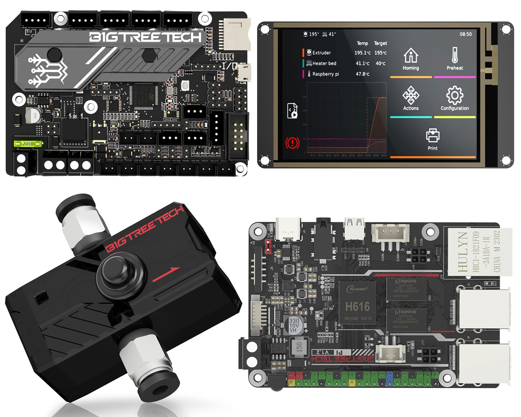 BIGTREETECH SKR Mini E3 V3.0 + BTT Pi V1.2 + TFT35 SPI V2.1 + SFS V2.0 Upgrade Kit for Ender-3, Ender-3 V2, Voron 2.4 - FDM 3D Printer Control Board with Klipper Firmware Support - Perfect for DIY 3D Printing Projects and Printer Upgrades