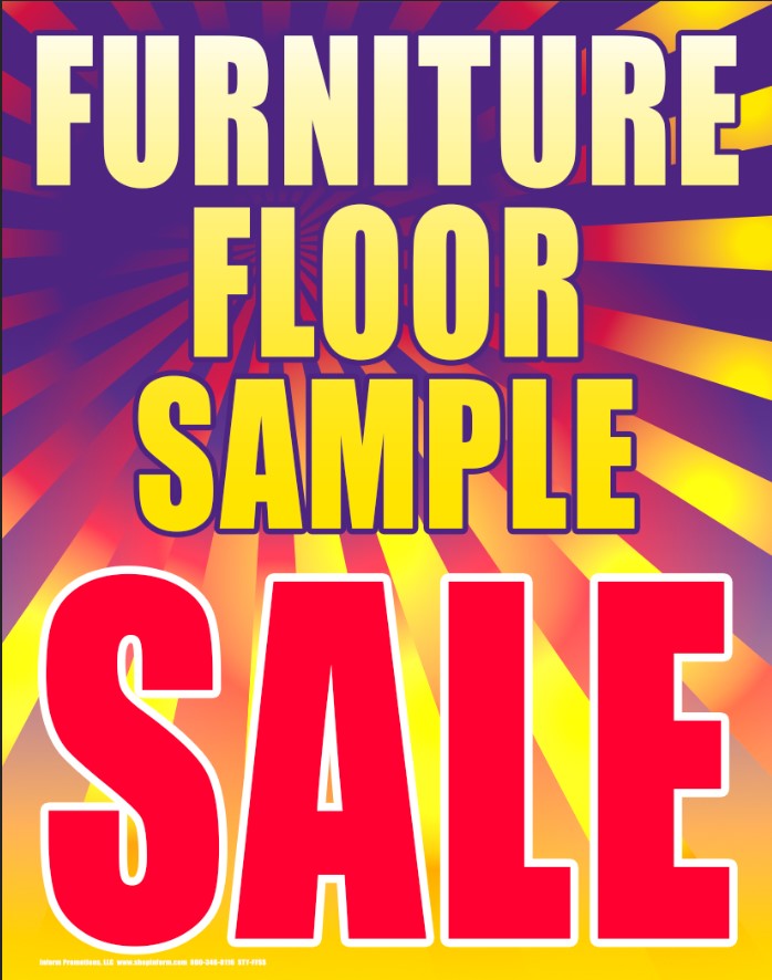 Vinyl Window Sign for Furniture Floor Sample Sale - Durable & Weatherproof Decal for Storefronts, Retail Displays & Clearance Events