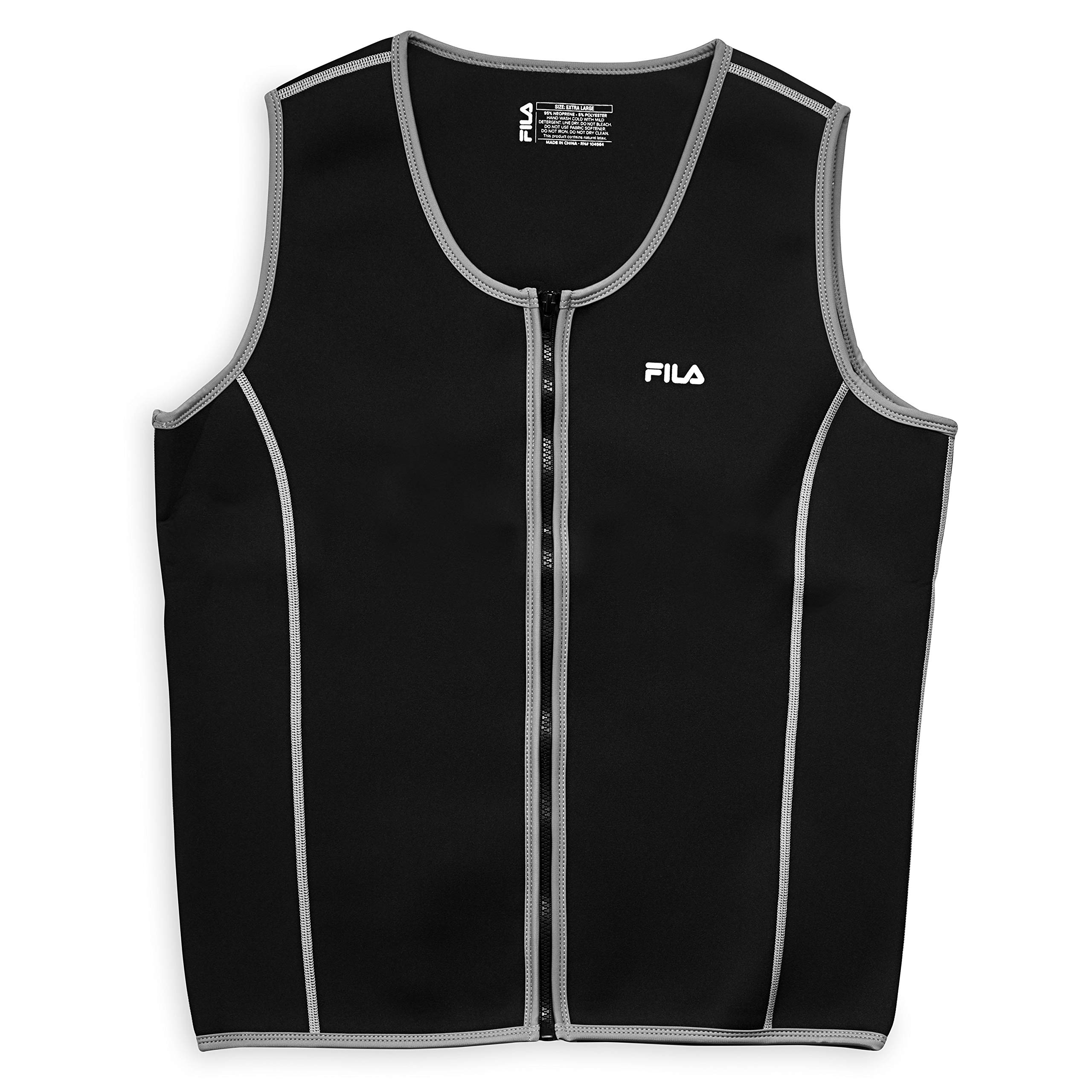 FILA Men's Neoprene Sauna Vest - Slimming Zipper Tank Top Body Shaper for Workout & Weight Loss