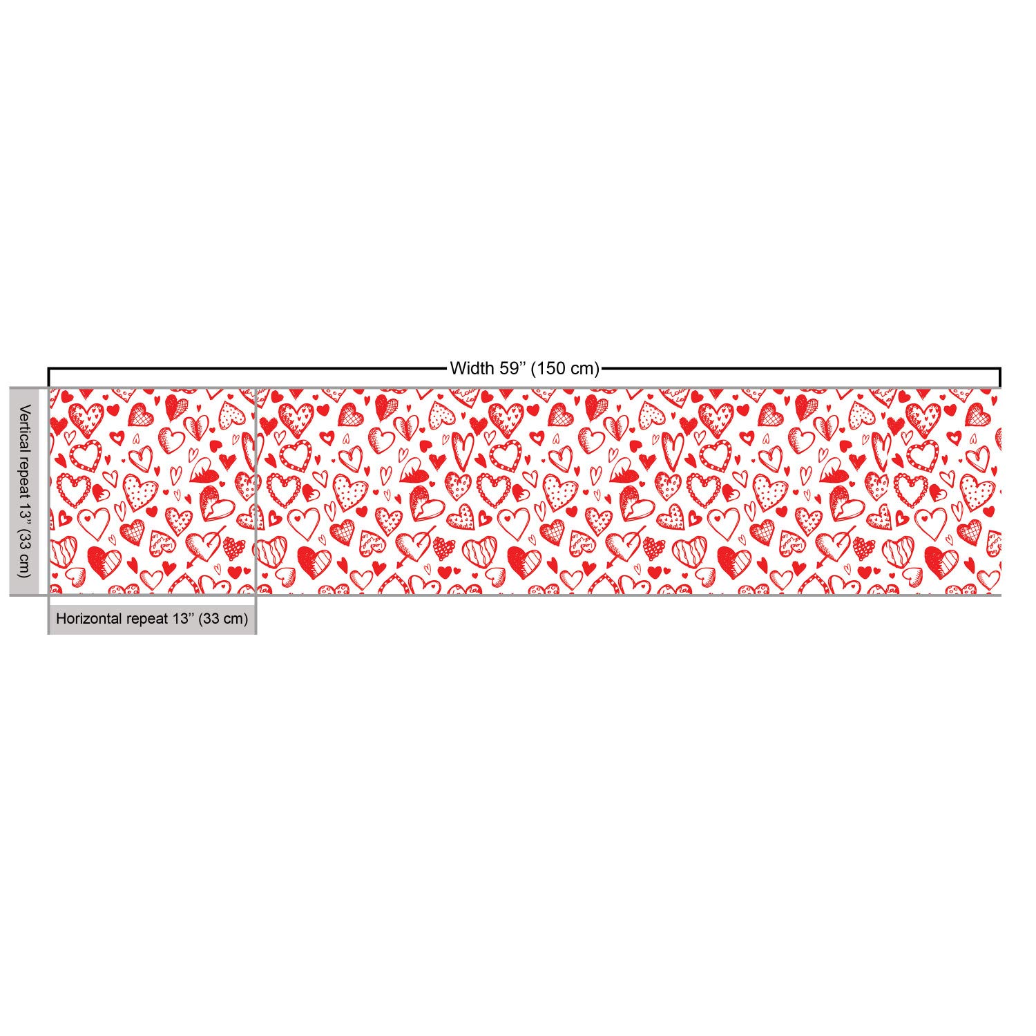 Ambesonne Valentine's Day Fabric by The Yard - Red & White Romantic Print with Hearts, Dots & Arrows | 10 Yards Scarlet & White Decorative Fabric for Upholstery, DIY Home Decor, Table Runners, Throw Pillows & Craft Projects
