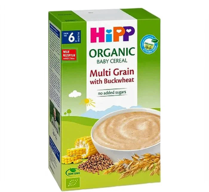 Organic HiPP Multi Grain Baby Cereal with Buckwheat - 200g (30407) | Nutritious First Food for Infants 6+ Months | Perfect for Breakfast & Snack Time | Expiry: 6/30/2026