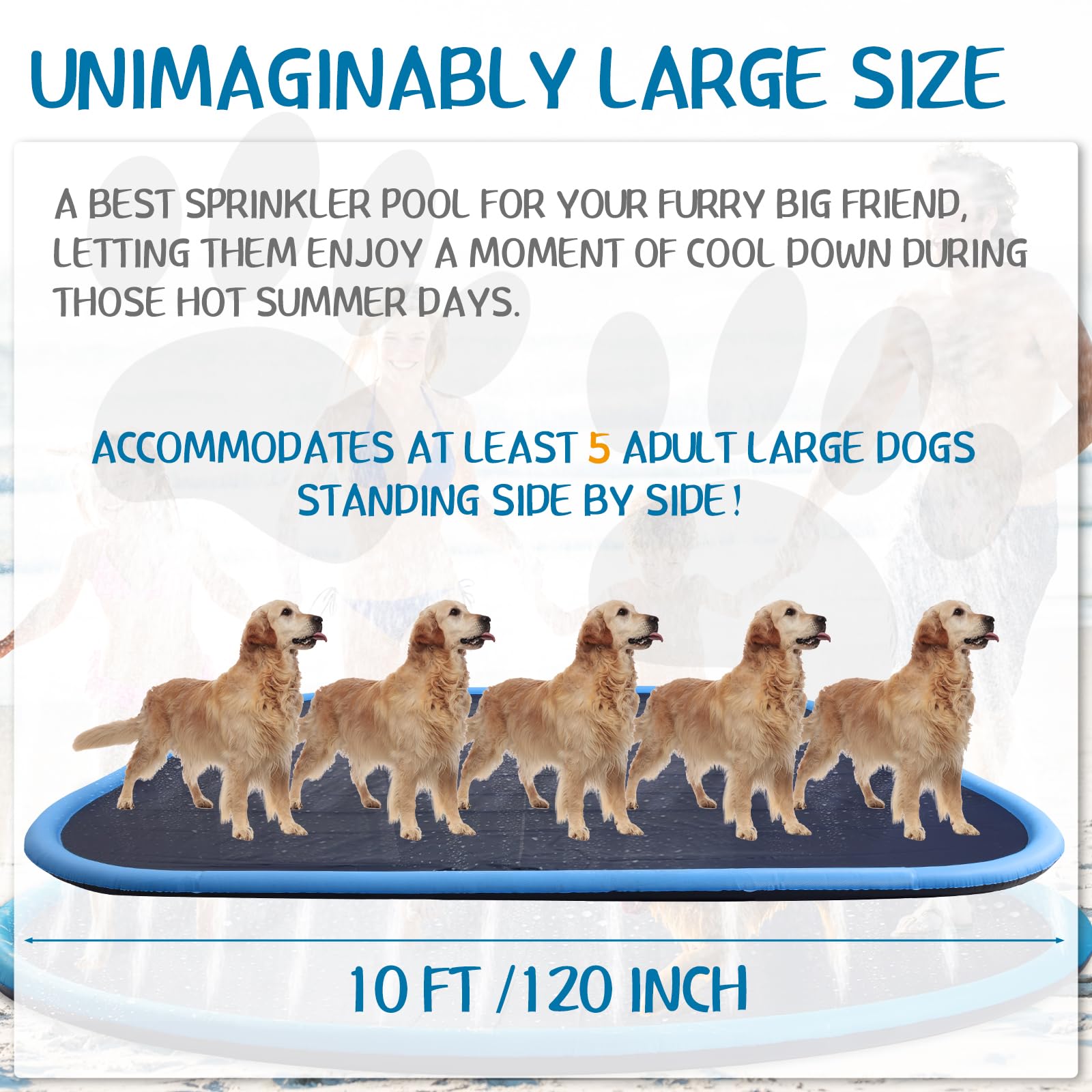 **Lewtemi 10ft Extra Large Non-Slip Splash Pad - 120