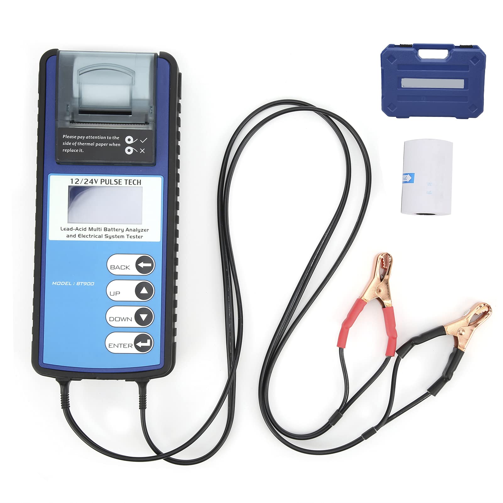 12V/24V Car Battery Tester BT900 - Digital LCD Battery Analyzer with Printer for Vehicle Charging System | Automotive Battery Health Check | Perfect for Mechanics, DIY Car Maintenance & Fleet Management