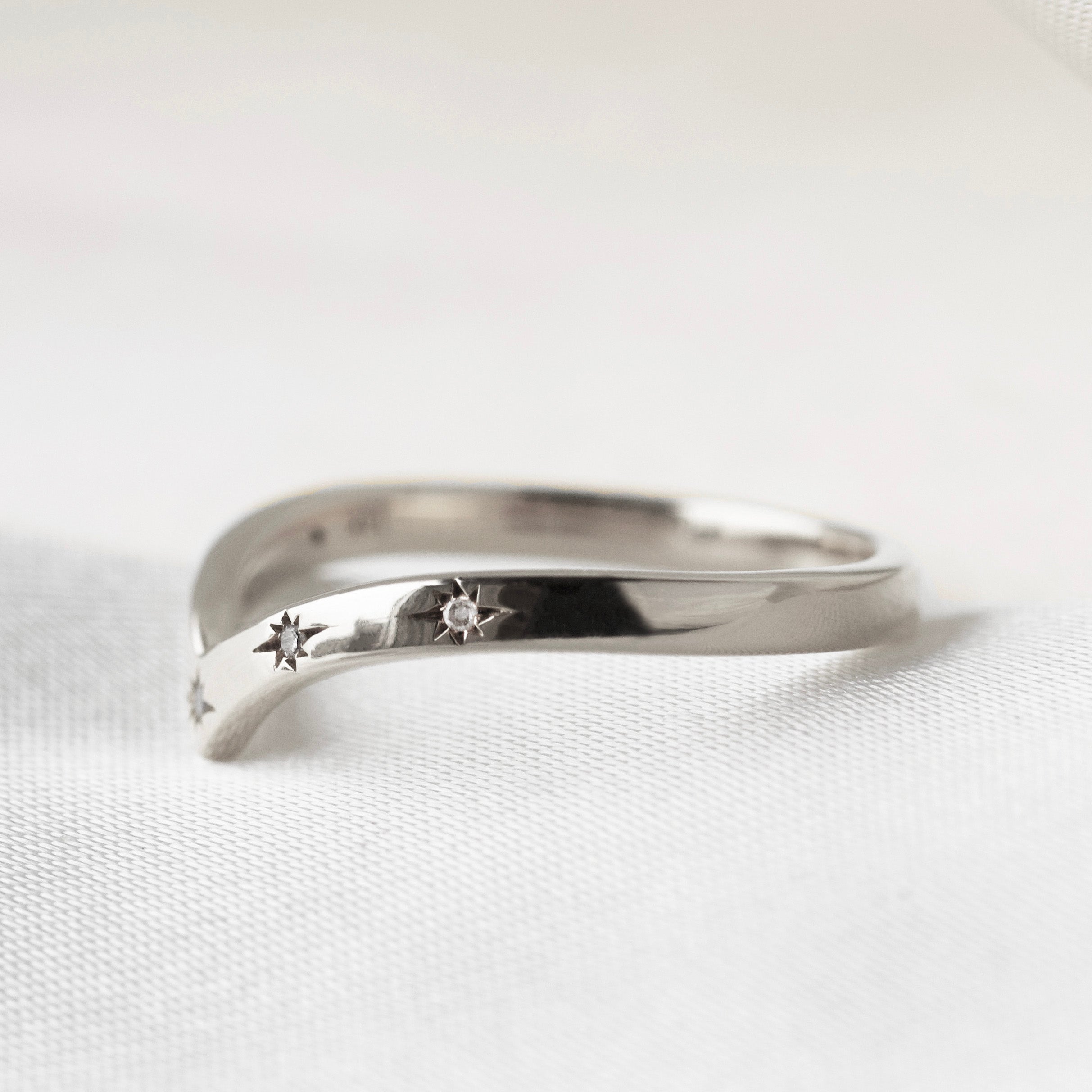 Diamond Star Wishbone Wedding Band Ring for Women - Elegant Bridal Jewelry for Engagement, Anniversary & Special Occasions