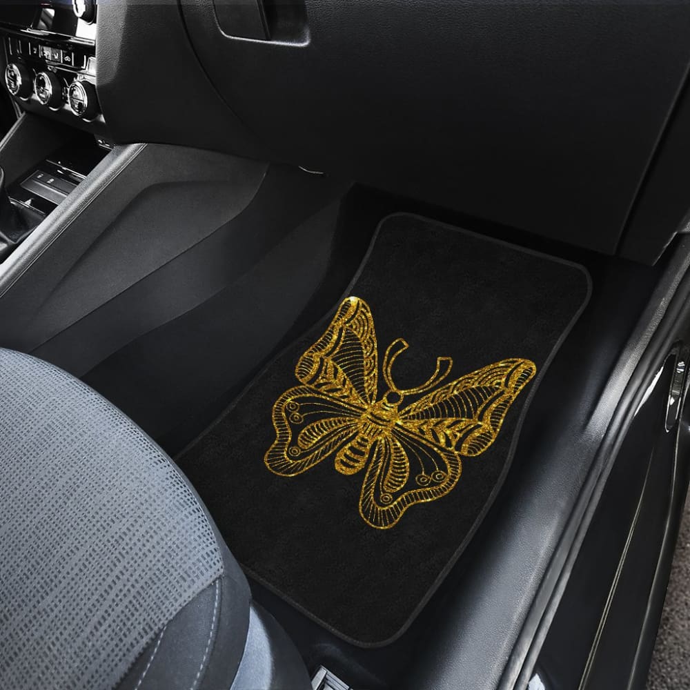 Custom Butterfly Gold Car Floor Mats - Premium Fit for All Vehicles - Elegant & Durable Car Accessories for Sedans, SUVs, and Trucks - Perfect for Daily Commute, Road Trips & Car Protection