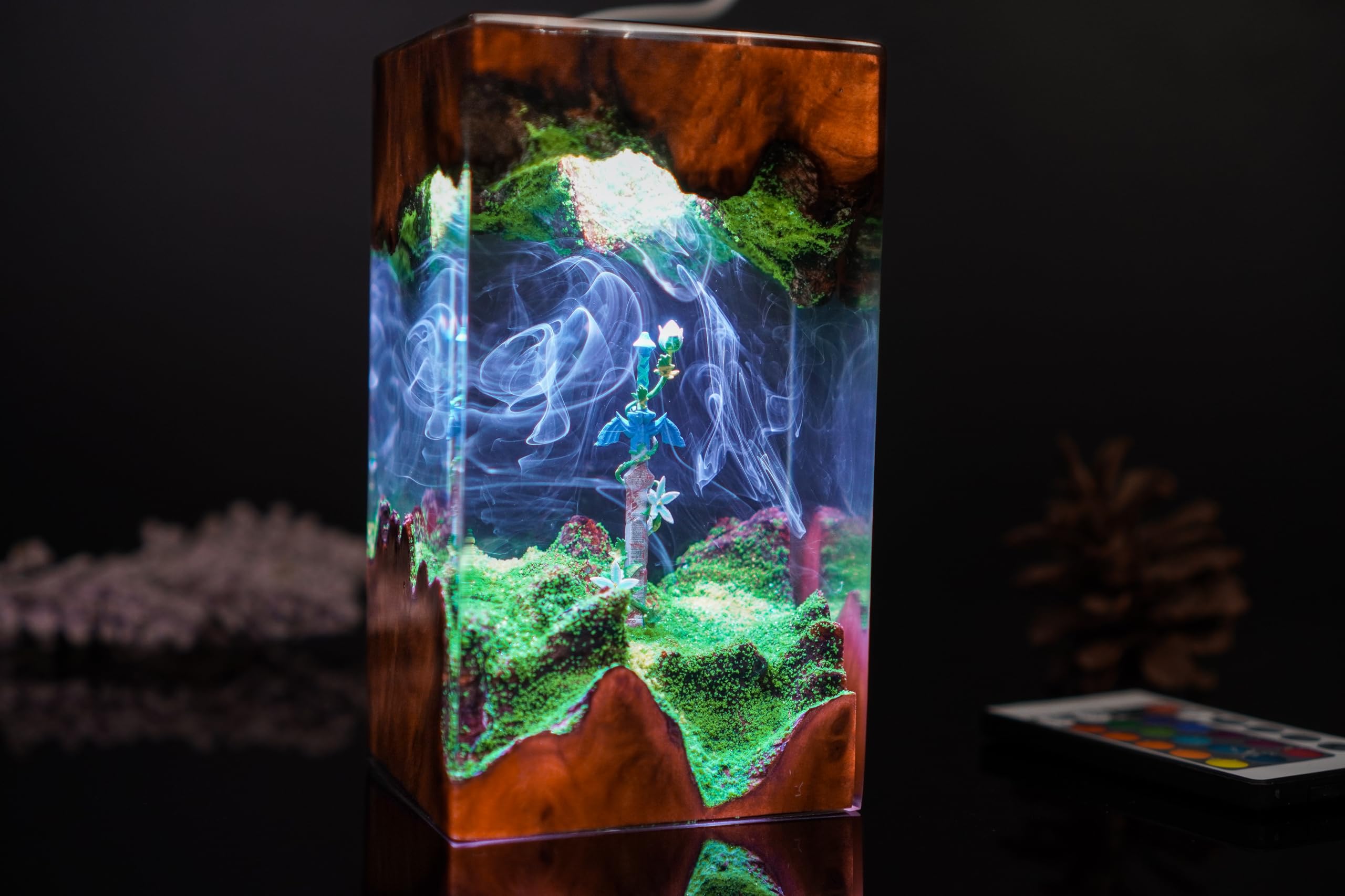 Legend of Zelda Master Sword & Silent Princess Flower Night Light - 8x15cm Resin Wood Gaming Lamp for Bedroom, LoZ/TOTK/BOTW Themed Decor, Perfect Gift for Gamers & Birthday Present - Creates Cozy Gaming Atmosphere