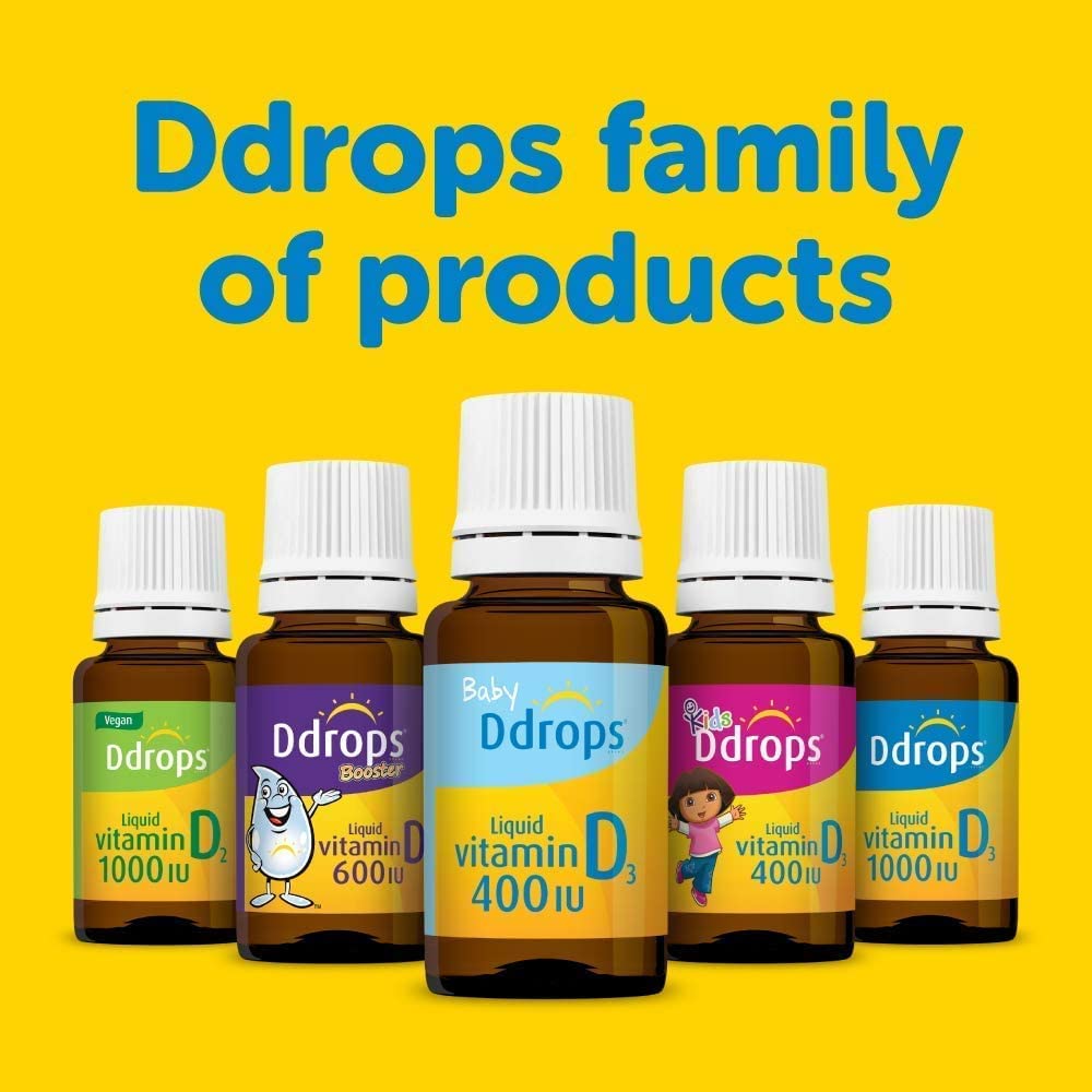 Ddrops Baby Vitamin D3 Liquid Drops - 400 IU per Drop, 90 Drops per Bottle (8-Pack) - Supports Infant Bone Health & Immune System - Perfect for Breastfed Babies & Supplementing Infant Nutrition