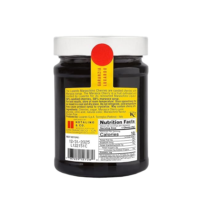 Luxardo Gourmet Maraschino Cherries for Cocktails - Premium Cocktail Cherries for Old Fashioned, Manhattan & Desserts - 400g Jar (Pack of 2) - Perfect for Home Bars, Cocktail Parties & Gourmet Baking