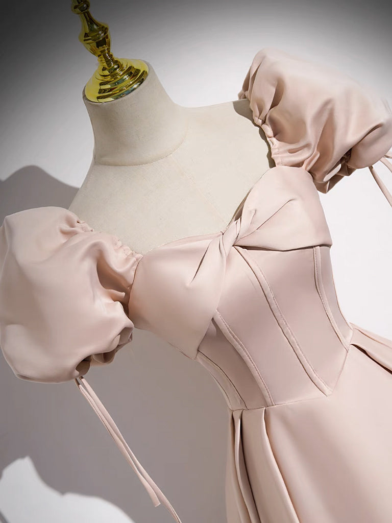 Elegant Pink Satin A-Line Long Prom Dress for Women - Formal Evening Gown for Homecoming, Wedding Guest & Special Occasions