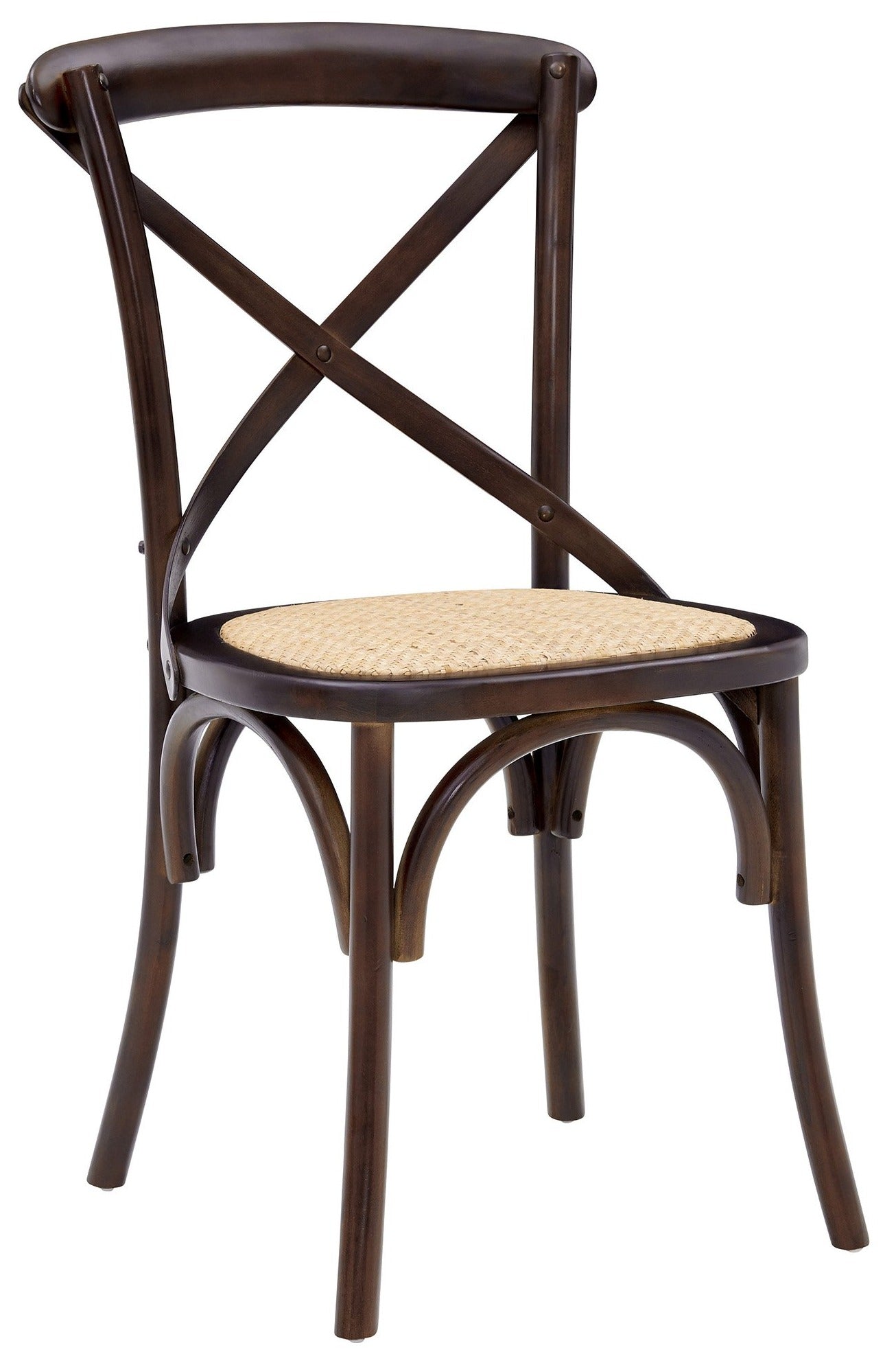 Neyo Side Chair with Natural Wood Rattan Seat - Set of 2 Modern Dining Chairs for Kitchen, Dining Room, or Outdoor Patio (08196)