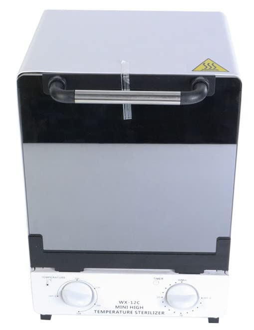 Professional 12L Nail Tool Sterilizer with Temperature Control & Timer - Stainless Steel High-Temperature Cleaning Dry Box for Nail Salons - Includes 2 Trays & Tweezer Sterilizer - 110V 1000W - Perfect for Sanitizing Nail Clippers, Files & Salon Equipment