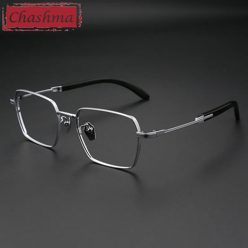 Stylish Men's Full Rim Square Titanium Eyeglasses Frame 2328 with Horn Temples - Lightweight Durable Glasses for Work, Reading & Fashion