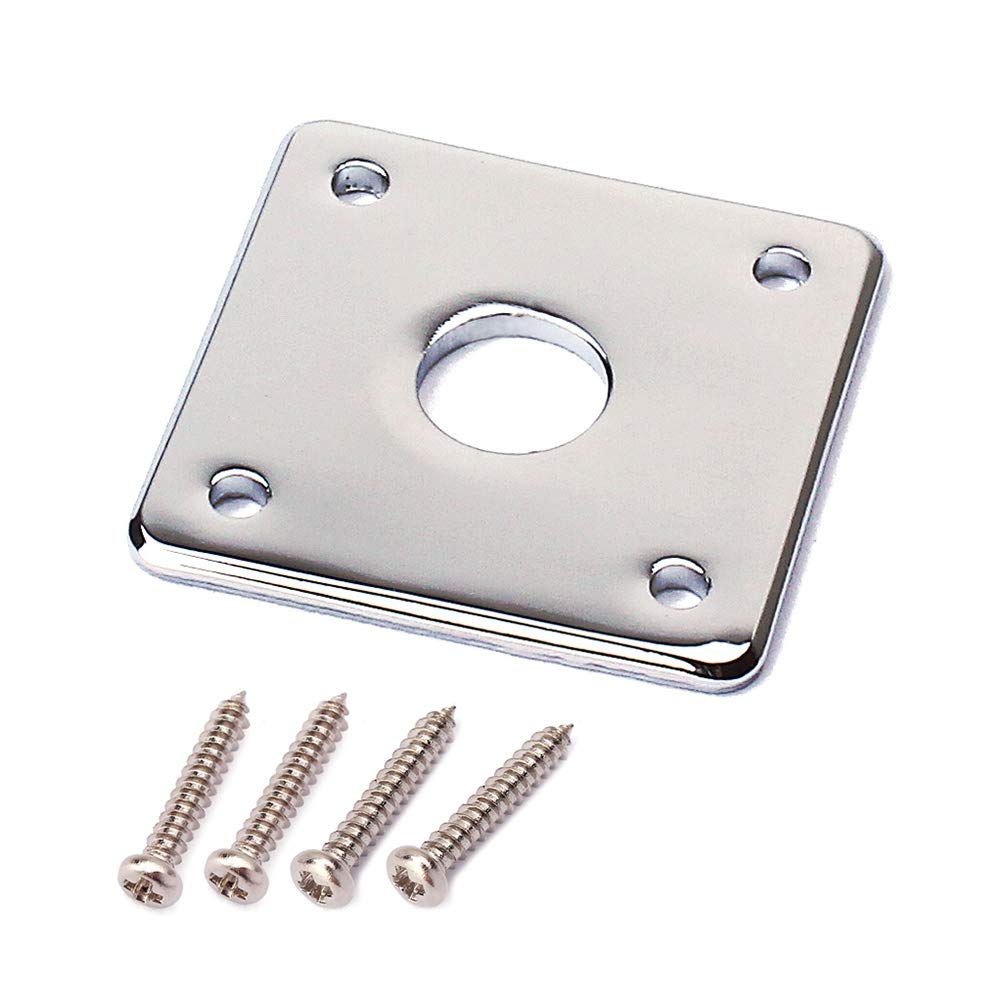 Electric Guitar Input Jack Plate - Metal Guitar Plug & Jack Replacement Part with Quartet Screw - Perfect for DIY Guitar Repairs & Upgrades