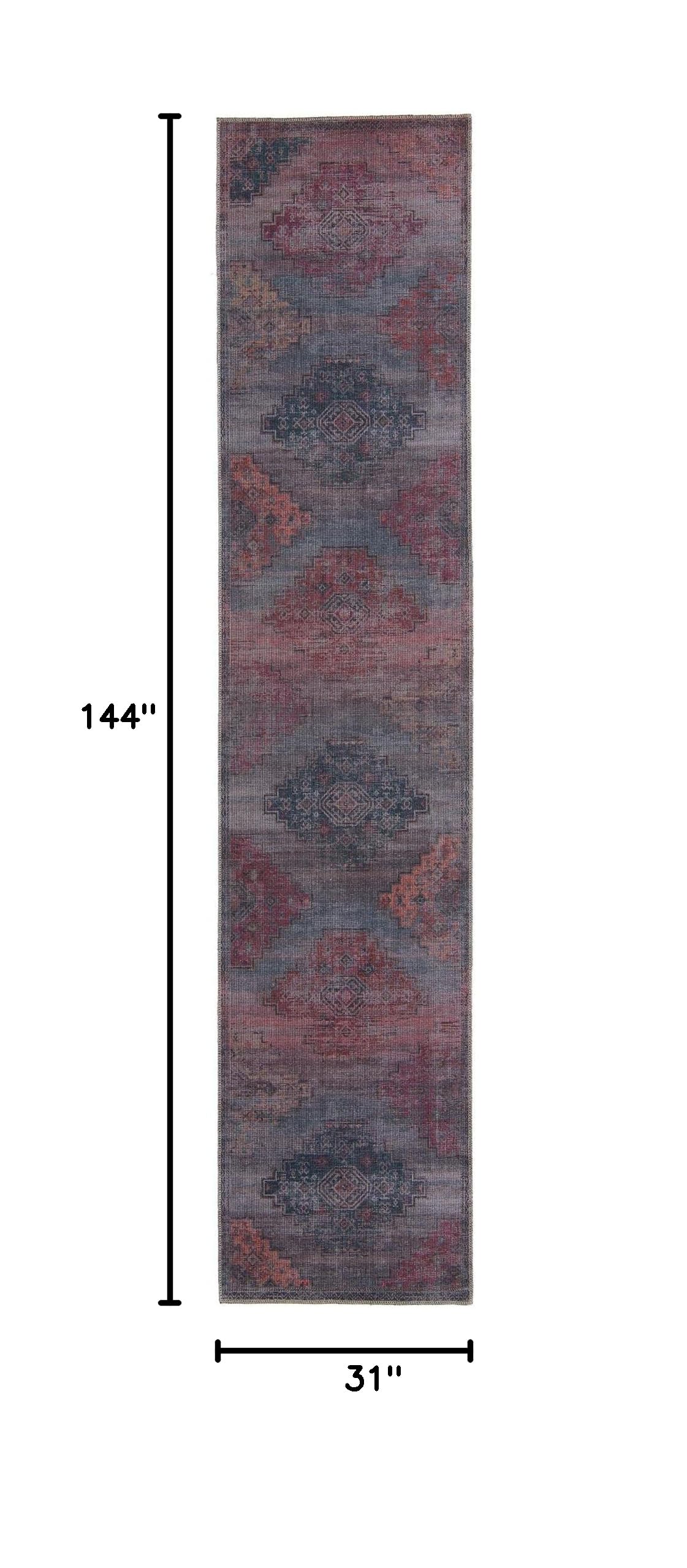 Washable 12 Ft Runner Rug - Sisu Collection Blue Flatweave Rug for Hallways & Entryways | Durable & Easy-Clean Home Decor for High Traffic Areas