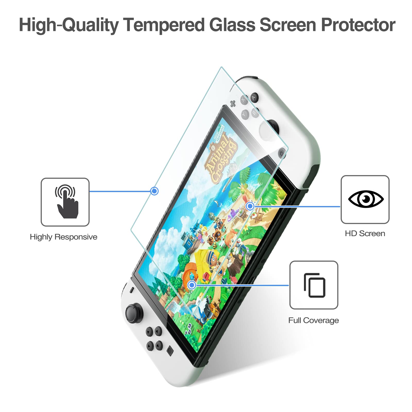 ProCase 3 Pack Tempered Glass Screen Protector for Nintendo Switch OLED (2021 Model) - Anti-Scratch, Bubble-Free, Rounded Edge Protection - Perfect for Gaming, Travel, and Home Entertainment